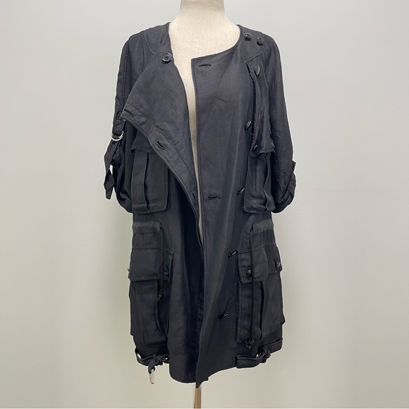 Vintage 3.1 Phillip Lim Linen Blend Utility Jacket, Black, 0 - Picture 2 of 14